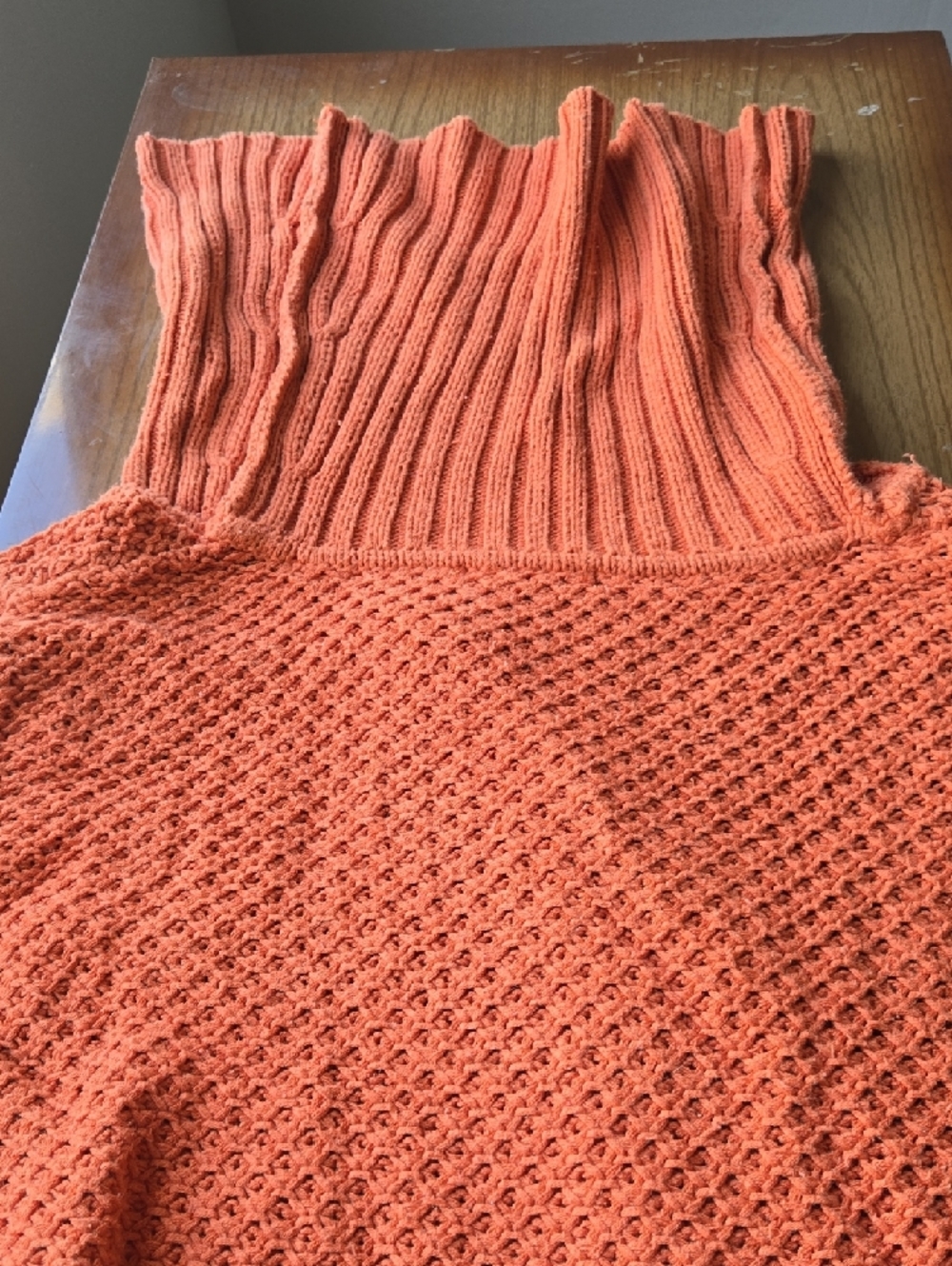 Vintage Cotton Ginny Burnt Orange Chunky Knit Cowl Neck Sweater - Picture 4 of 4